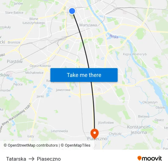 Tatarska to Piaseczno map