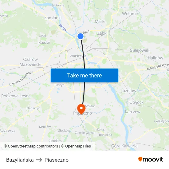Bazyliańska to Piaseczno map