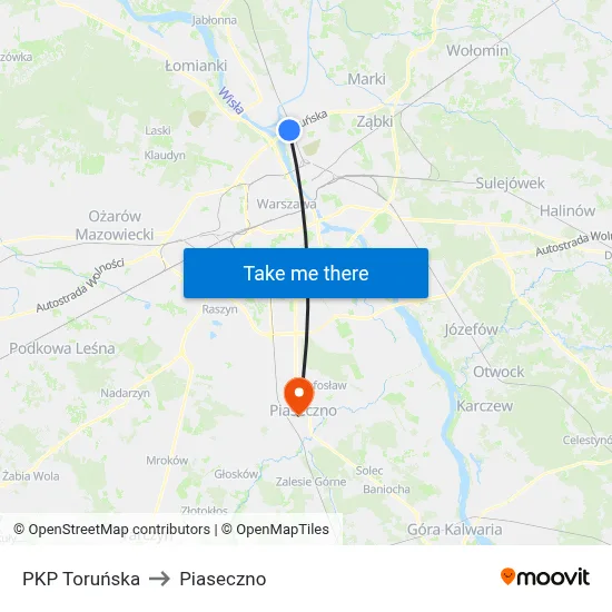 PKP Toruńska to Piaseczno map