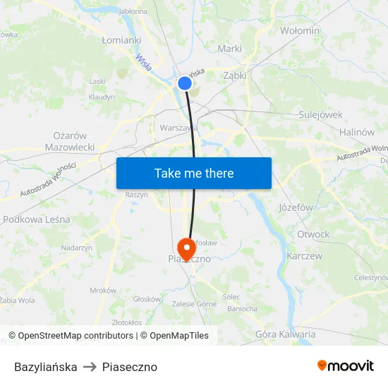 Bazyliańska to Piaseczno map