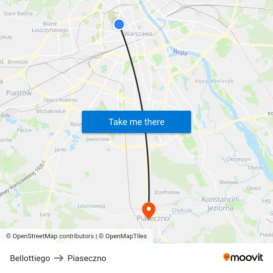 Bellottiego to Piaseczno map