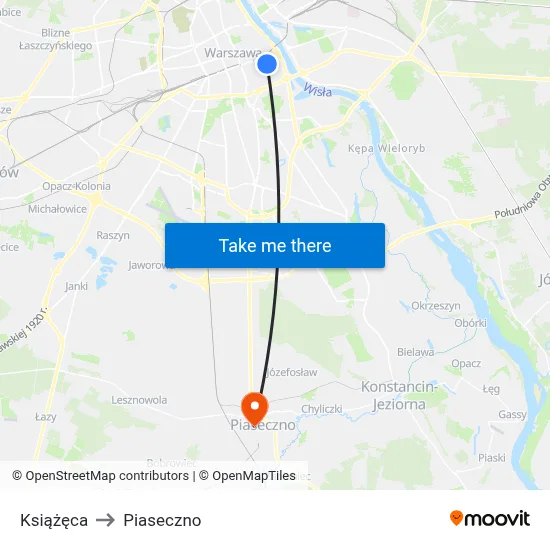 Książęca to Piaseczno map