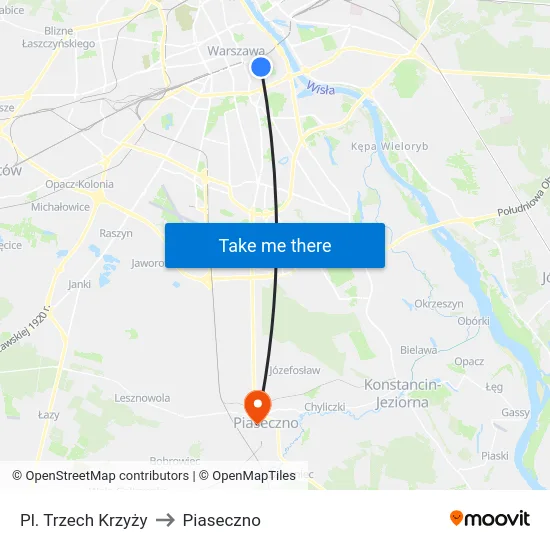 Pl. Trzech Krzyży to Piaseczno map