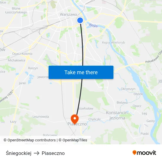 Śniegockiej to Piaseczno map