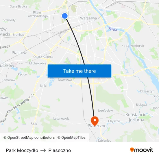 Park Moczydło to Piaseczno map