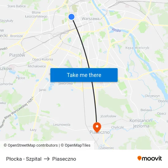Płocka - Szpital to Piaseczno map