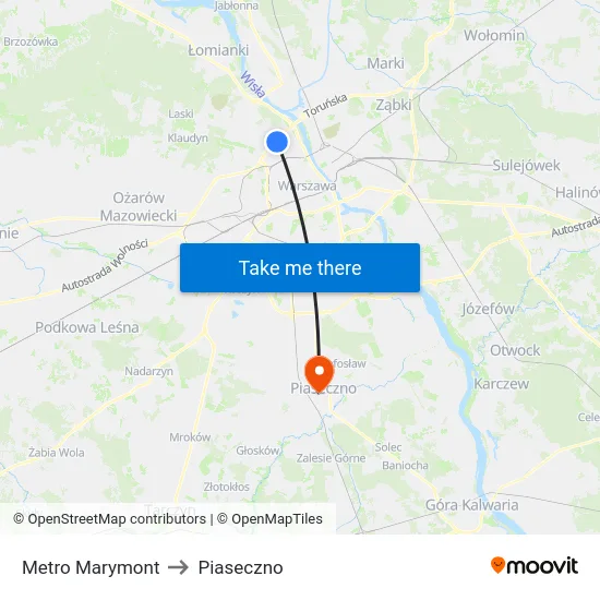 Metro Marymont to Piaseczno map