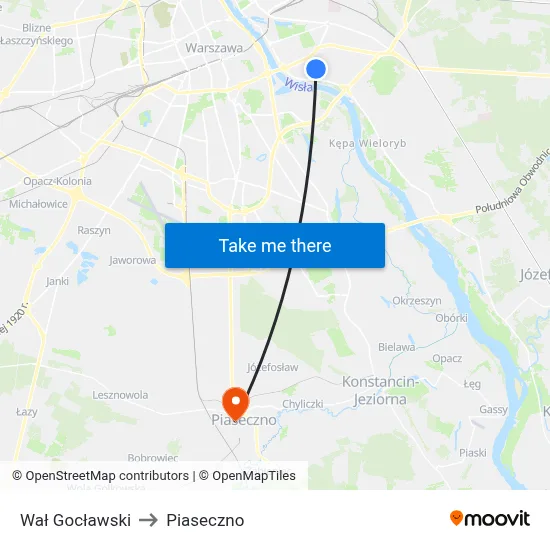Wał Gocławski to Piaseczno map