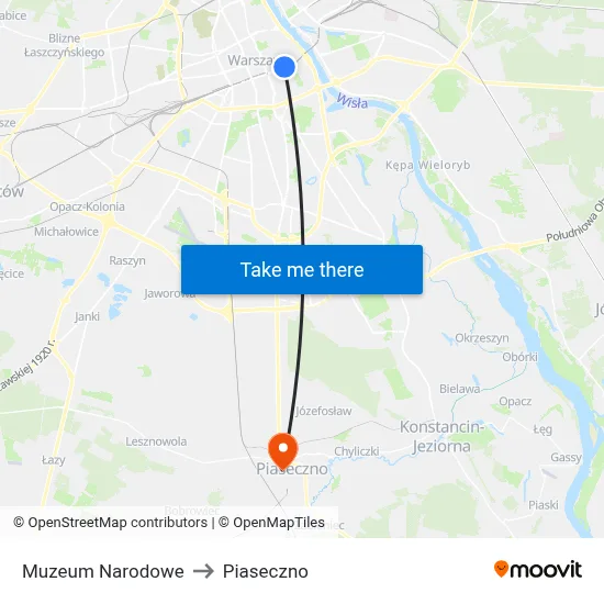 Muzeum Narodowe to Piaseczno map