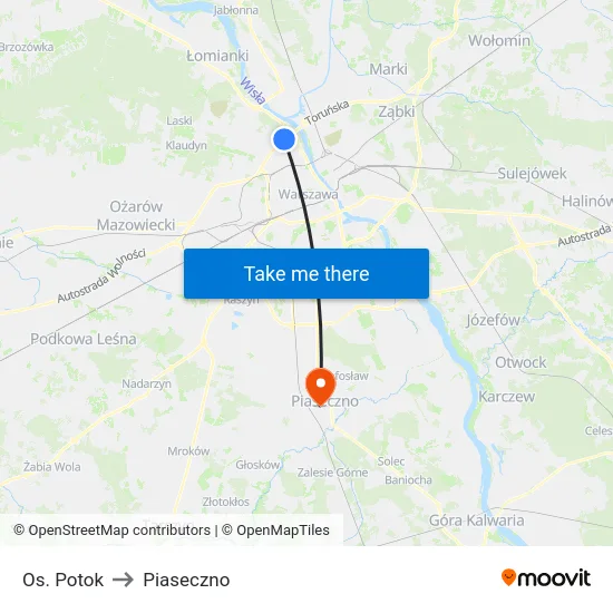 Os. Potok to Piaseczno map