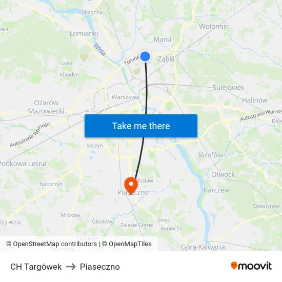 CH Targówek to Piaseczno map
