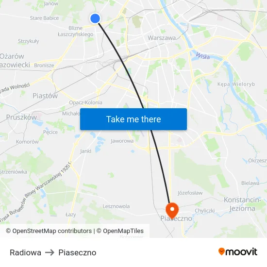 Radiowa to Piaseczno map
