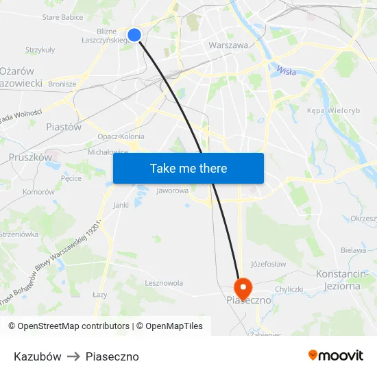 Kazubów to Piaseczno map