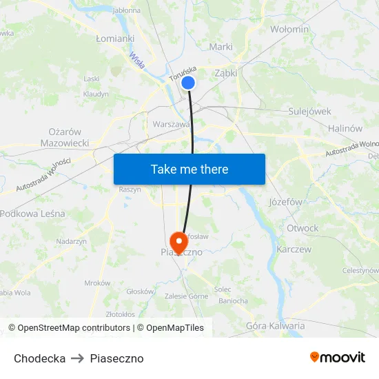 Chodecka to Piaseczno map