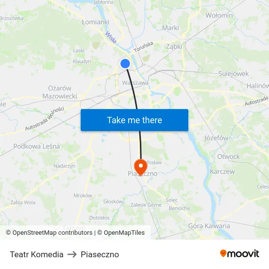 Teatr Komedia to Piaseczno map