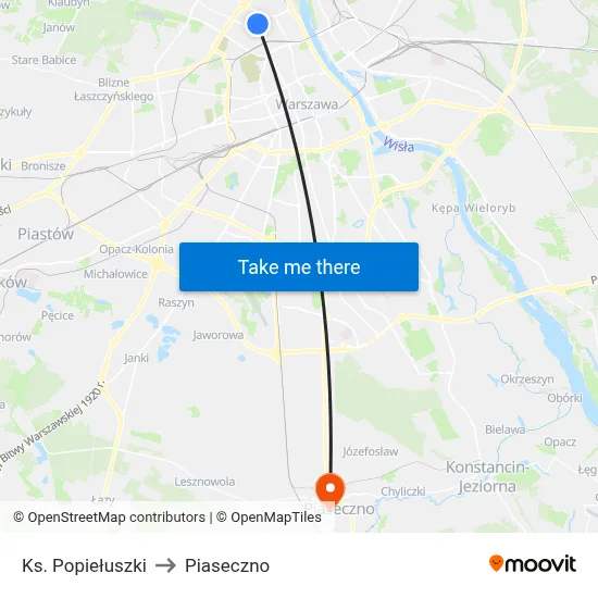 Ks. Popiełuszki to Piaseczno map