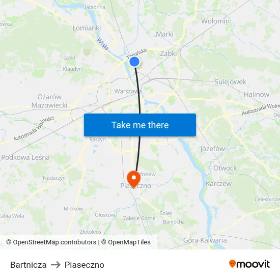 Bartnicza to Piaseczno map