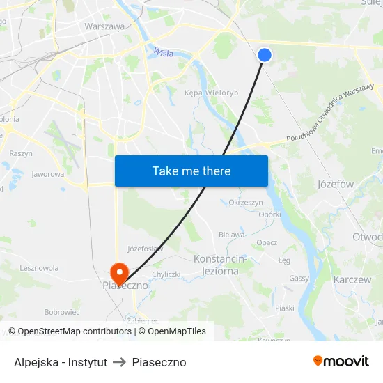 Alpejska - Instytut to Piaseczno map