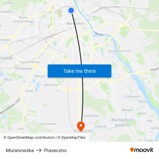 Muranowska to Piaseczno map