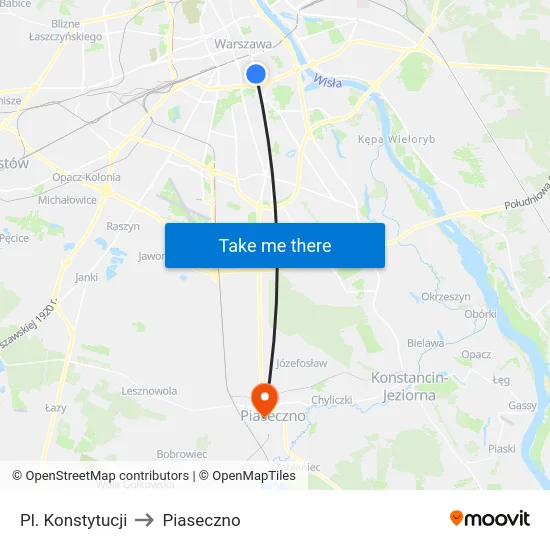 Pl. Konstytucji to Piaseczno map