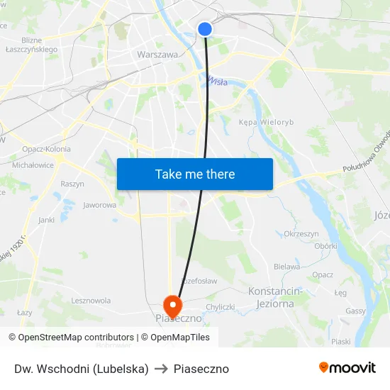 Dw. Wschodni (Lubelska) to Piaseczno map
