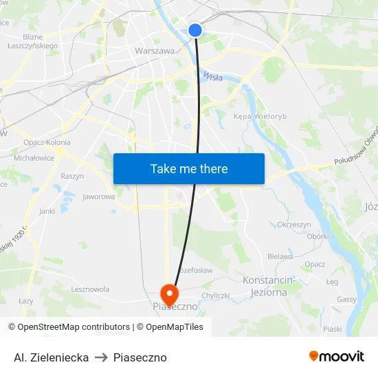 Al. Zieleniecka to Piaseczno map