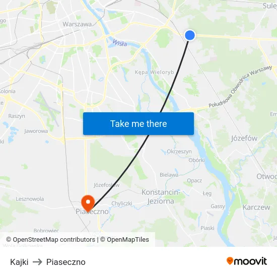 Kajki to Piaseczno map