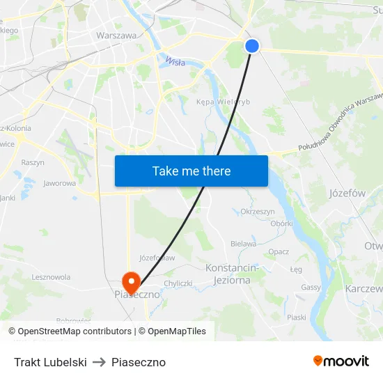 Trakt Lubelski to Piaseczno map