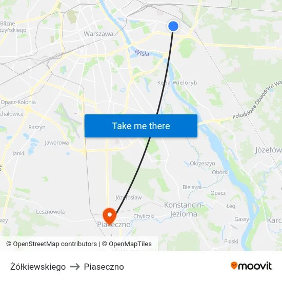 Żółkiewskiego to Piaseczno map