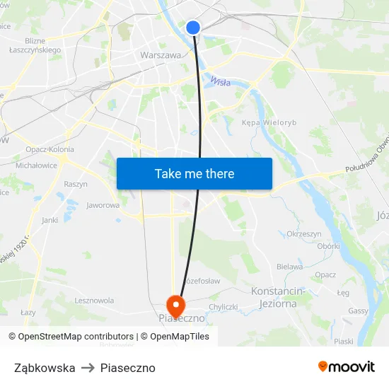 Ząbkowska to Piaseczno map