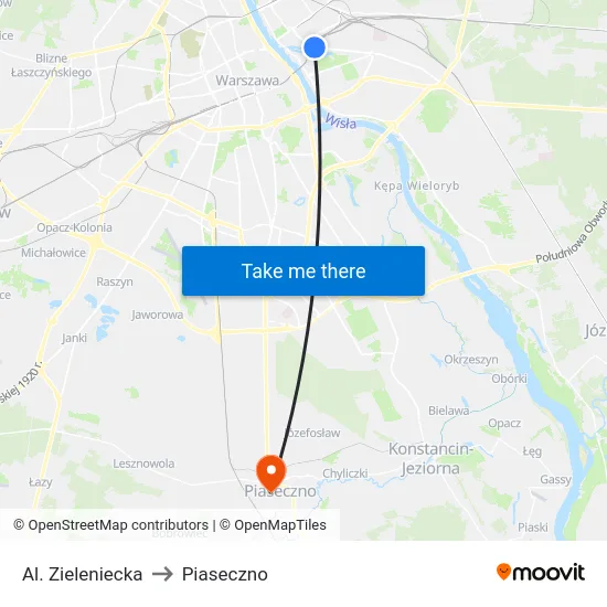 Al. Zieleniecka to Piaseczno map