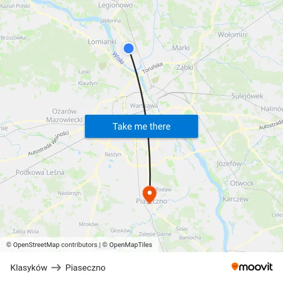 Klasyków to Piaseczno map