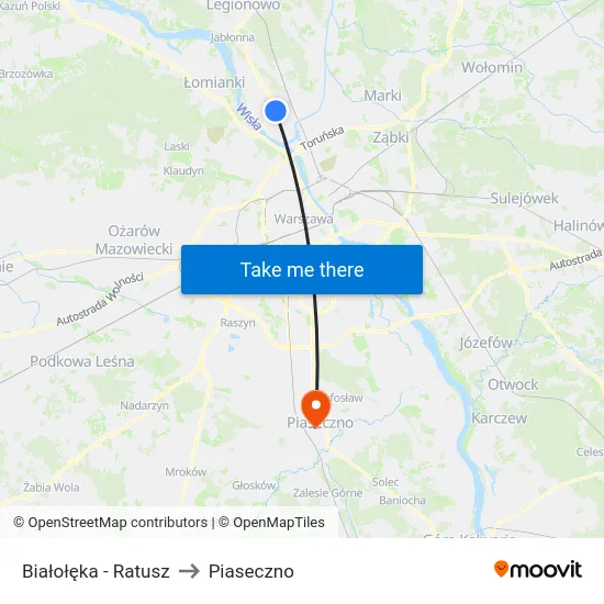 Białołęka - Ratusz to Piaseczno map