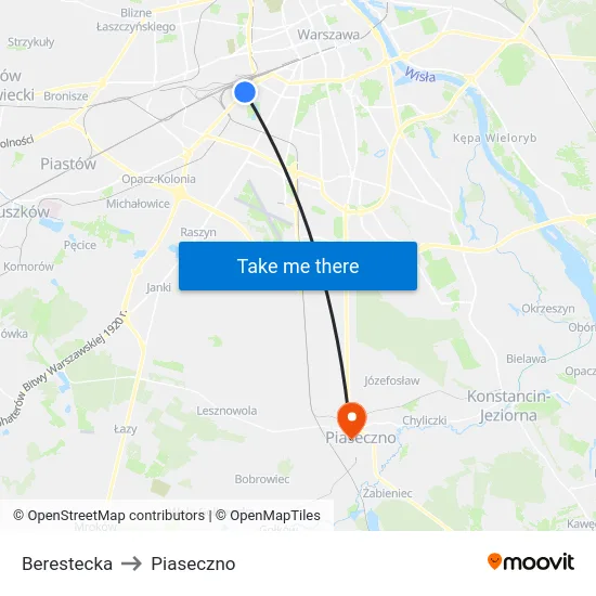 Berestecka to Piaseczno map