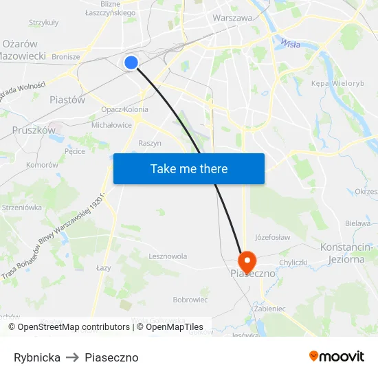 Rybnicka to Piaseczno map