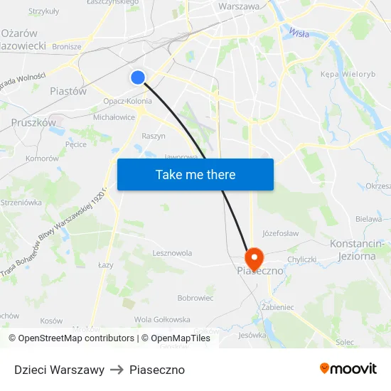 Dzieci Warszawy to Piaseczno map