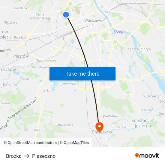 Brożka to Piaseczno map