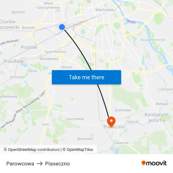 Parowcowa to Piaseczno map