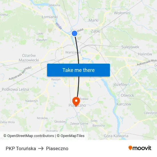 PKP Toruńska to Piaseczno map