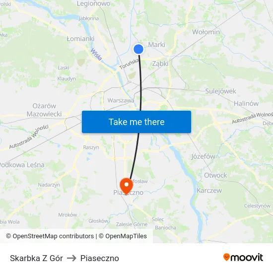 Skarbka Z Gór to Piaseczno map