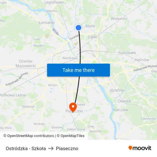 Ostródzka - Szkoła to Piaseczno map