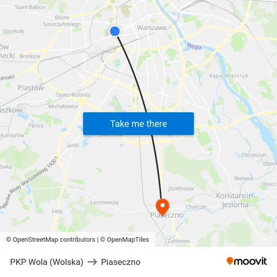 PKP Wola (Wolska) to Piaseczno map