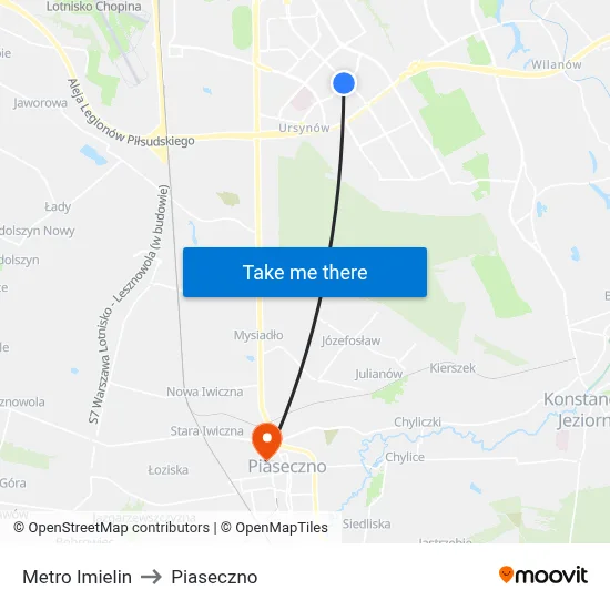 Metro Imielin to Piaseczno map