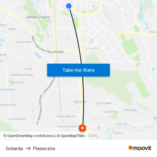 Gotarda to Piaseczno map