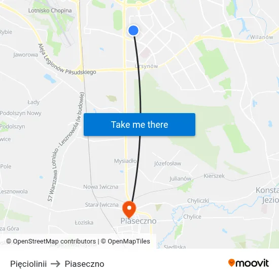 Pięciolinii to Piaseczno map