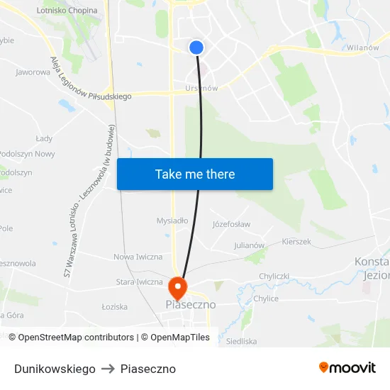 Dunikowskiego to Piaseczno map