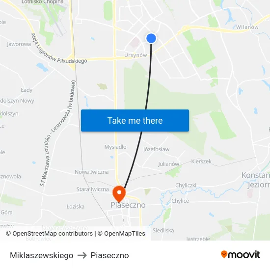 Miklaszewskiego to Piaseczno map
