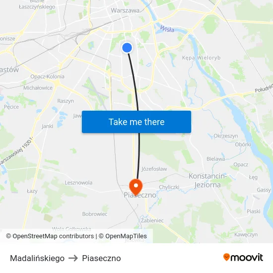 Madalińskiego to Piaseczno map