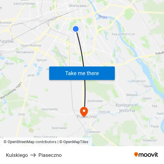 Kulskiego to Piaseczno map