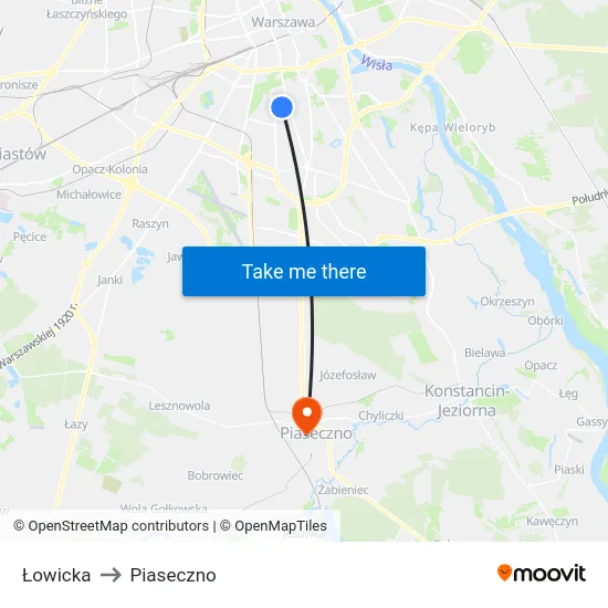 Łowicka to Piaseczno map